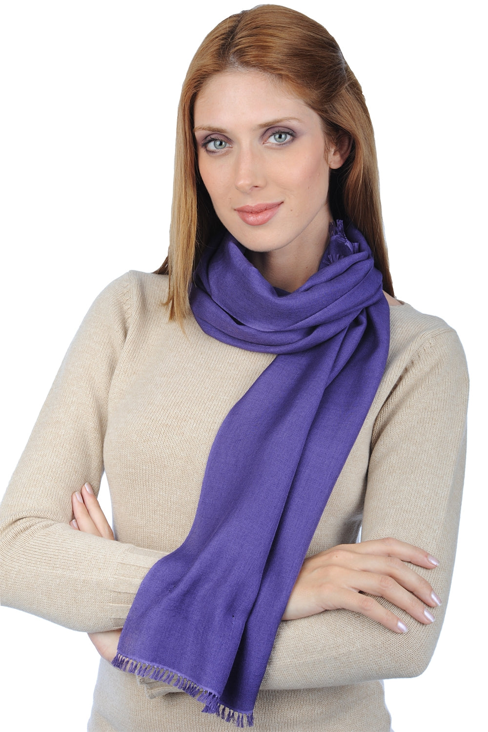 Women's cashmere and silk Scarva scarf - passion purple - Mahogany