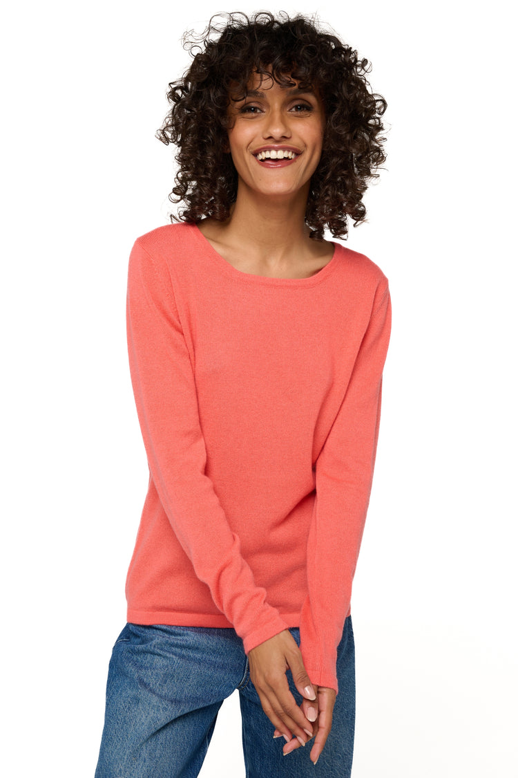 Solange in cashmere for women - bright coral - Mahogany