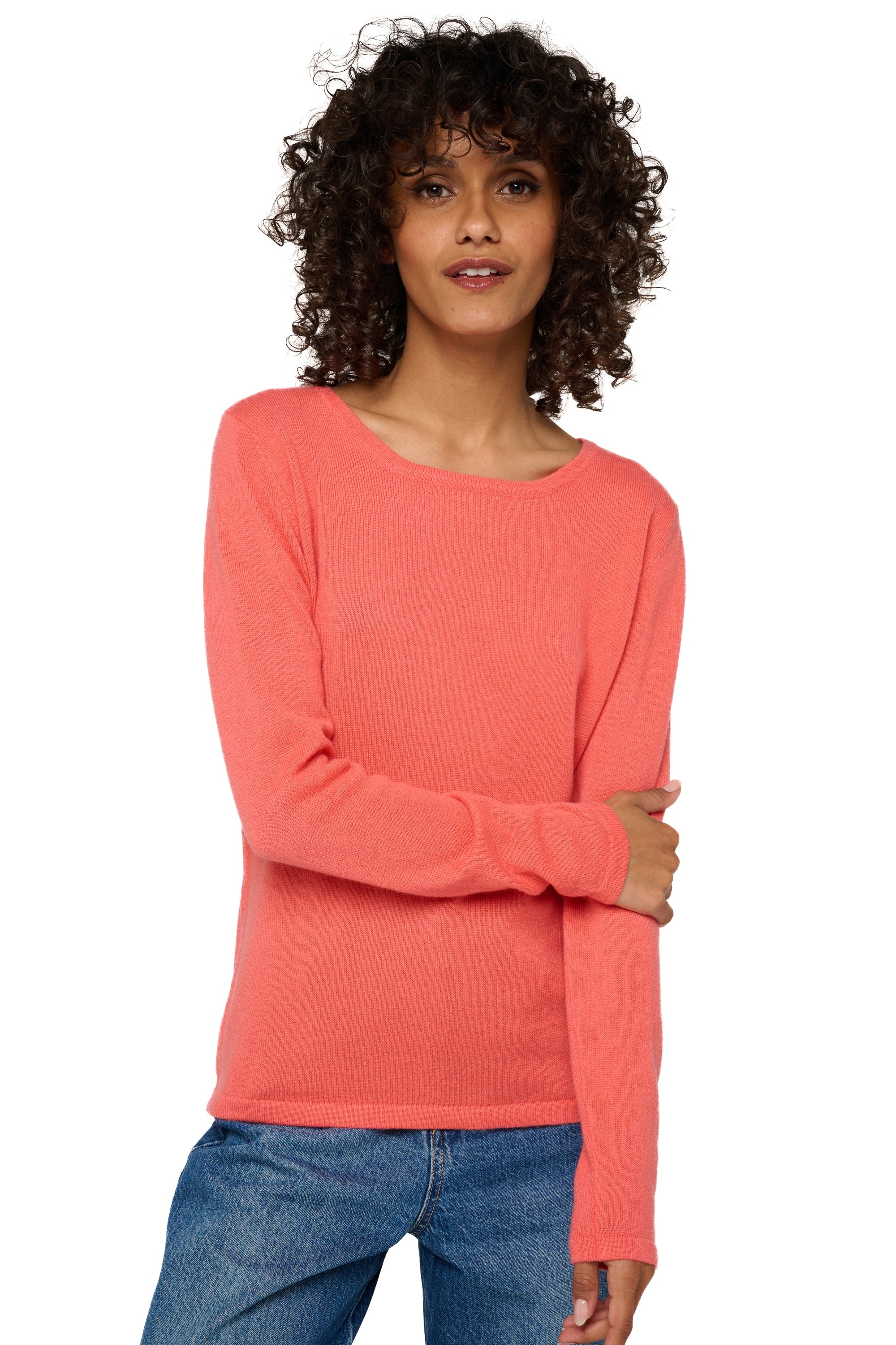 Solange women's cashmere jumper - View 1 - bright coral - Mahogany