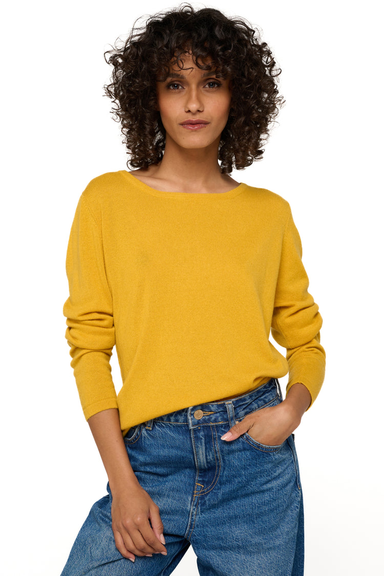 Solange in cashmere for women - mustard - Mahogany