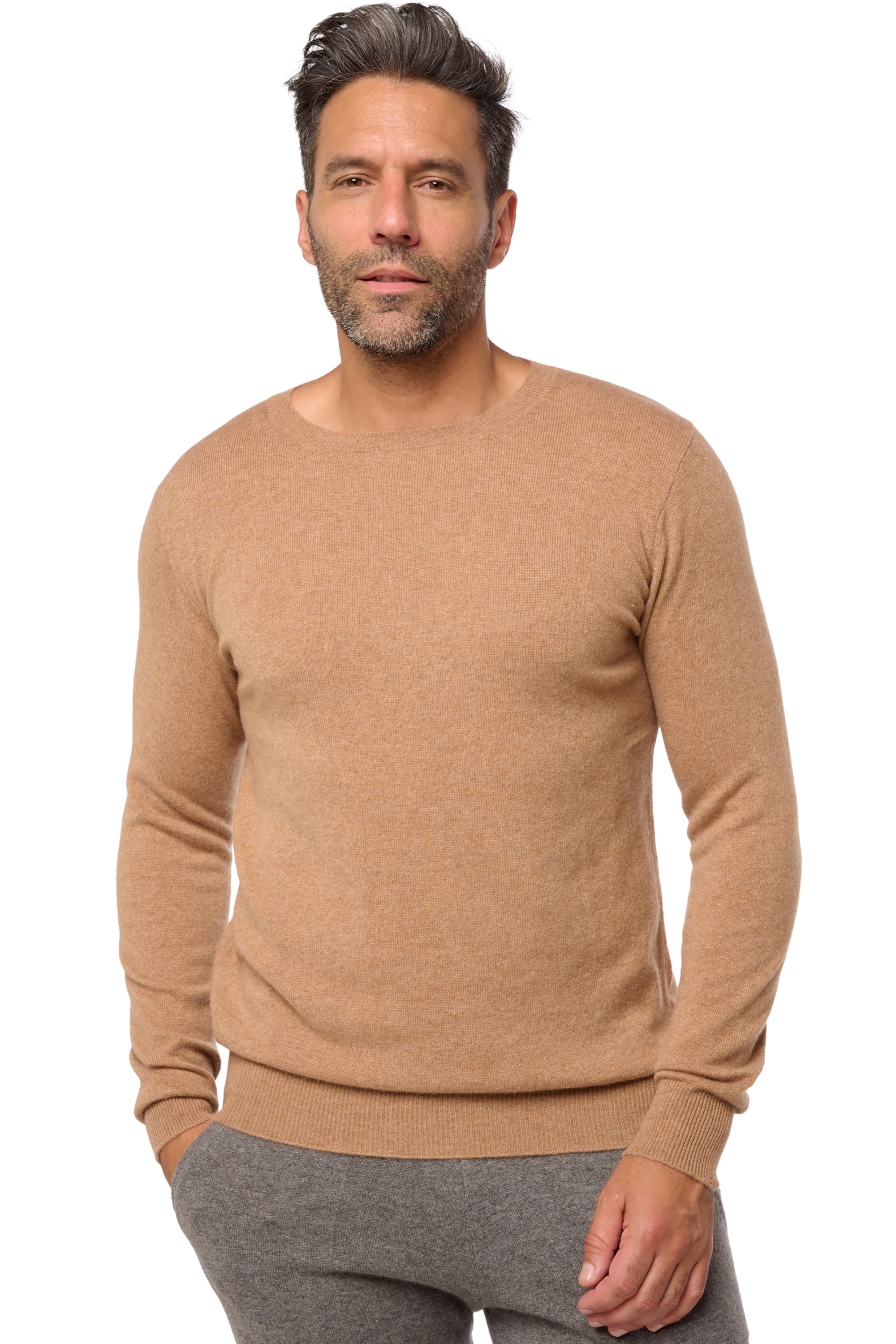 Tao cashmere men's jumper - african camel - Mahogany