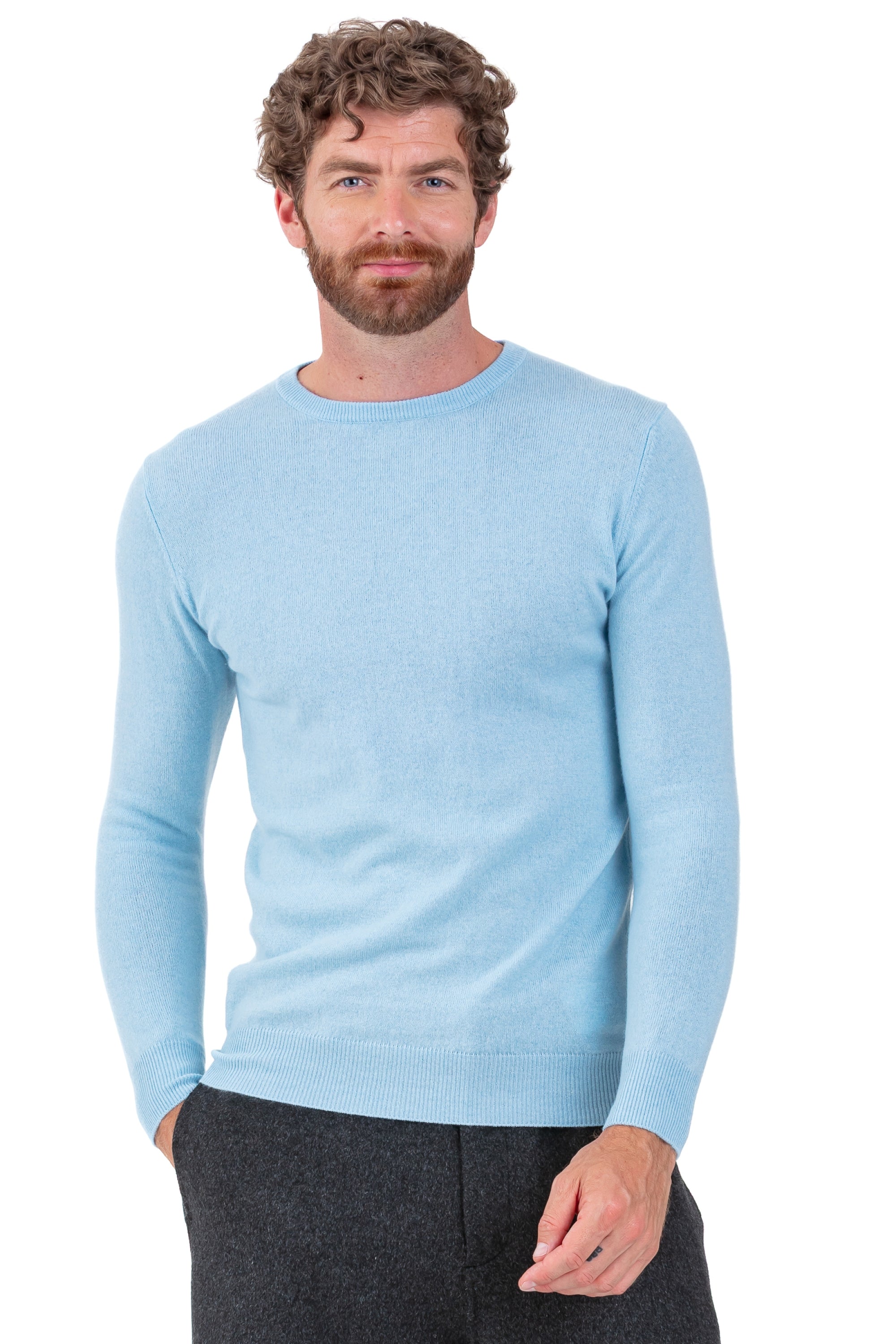 Tao in men's cashmere - powder blue - Mahogany