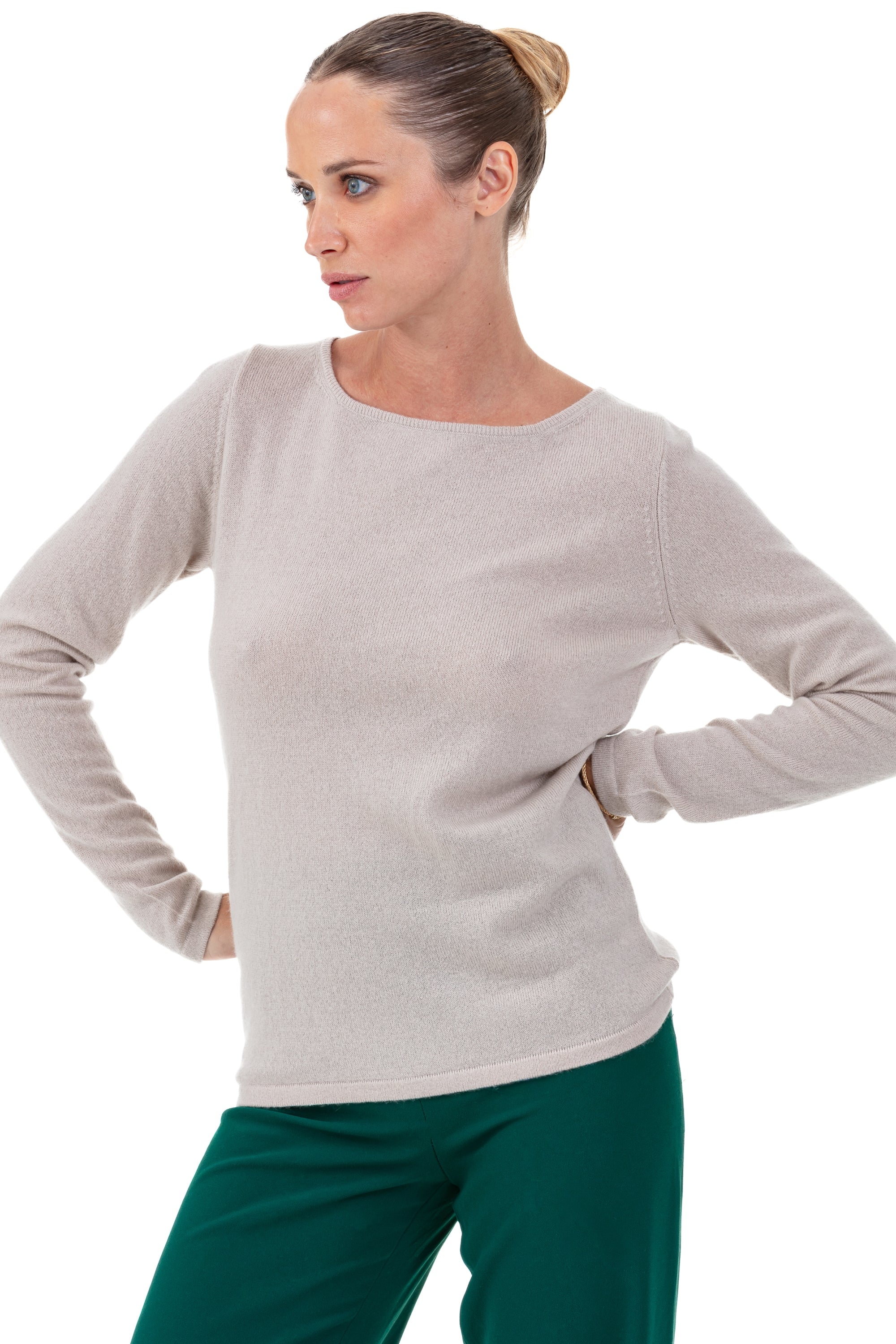 Tennessy women's cashmere jumper - jute - Mahogany