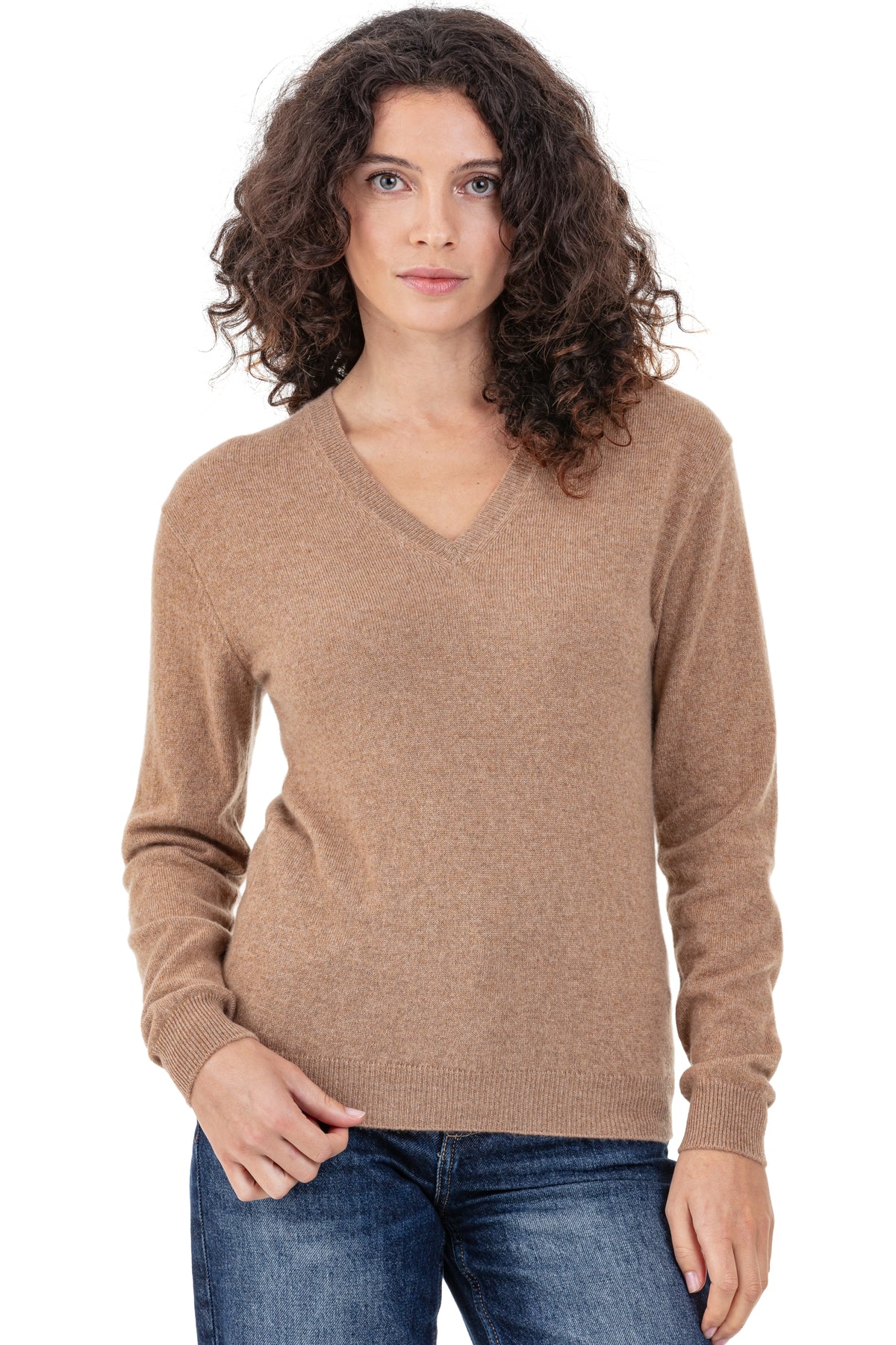 Tessa in cashmere for women - camel - Mahogany