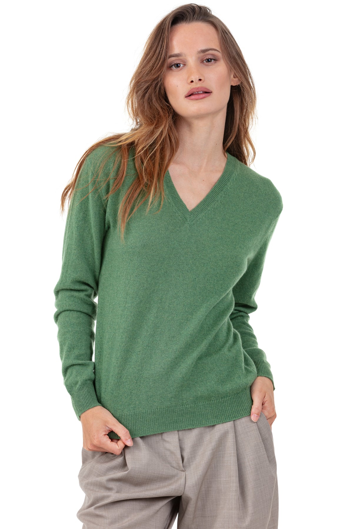 Tessa in cashmere for women - foliage - Mahogany