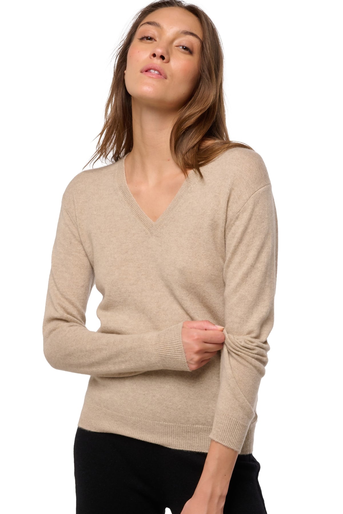 Tessa women's cashmere - spelt - Mahogany