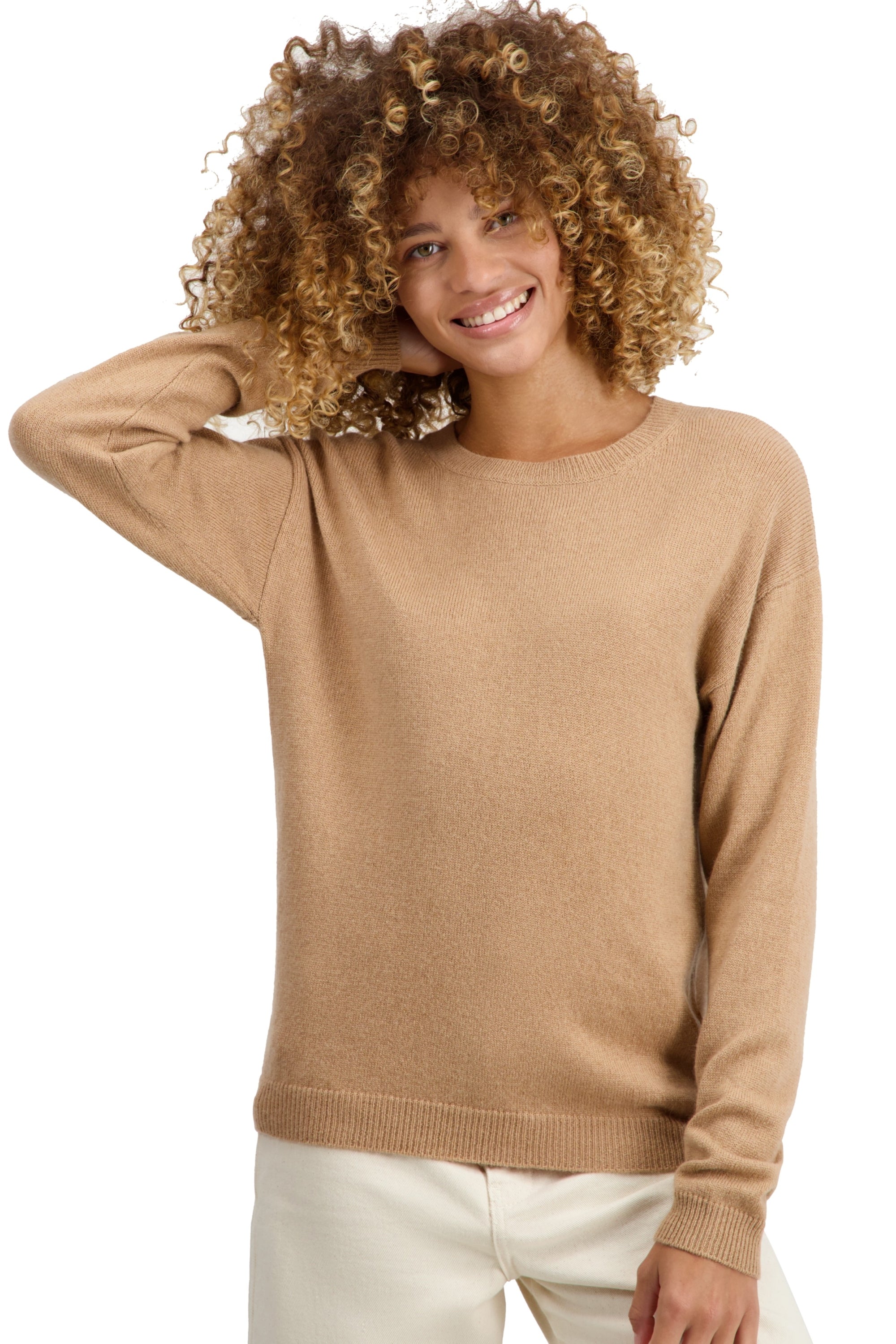 Camel sweater, 100% Camel, women, round neck, straight cut, long sleeves, standard / 2 and 4 ply, standard knit, Mahogany