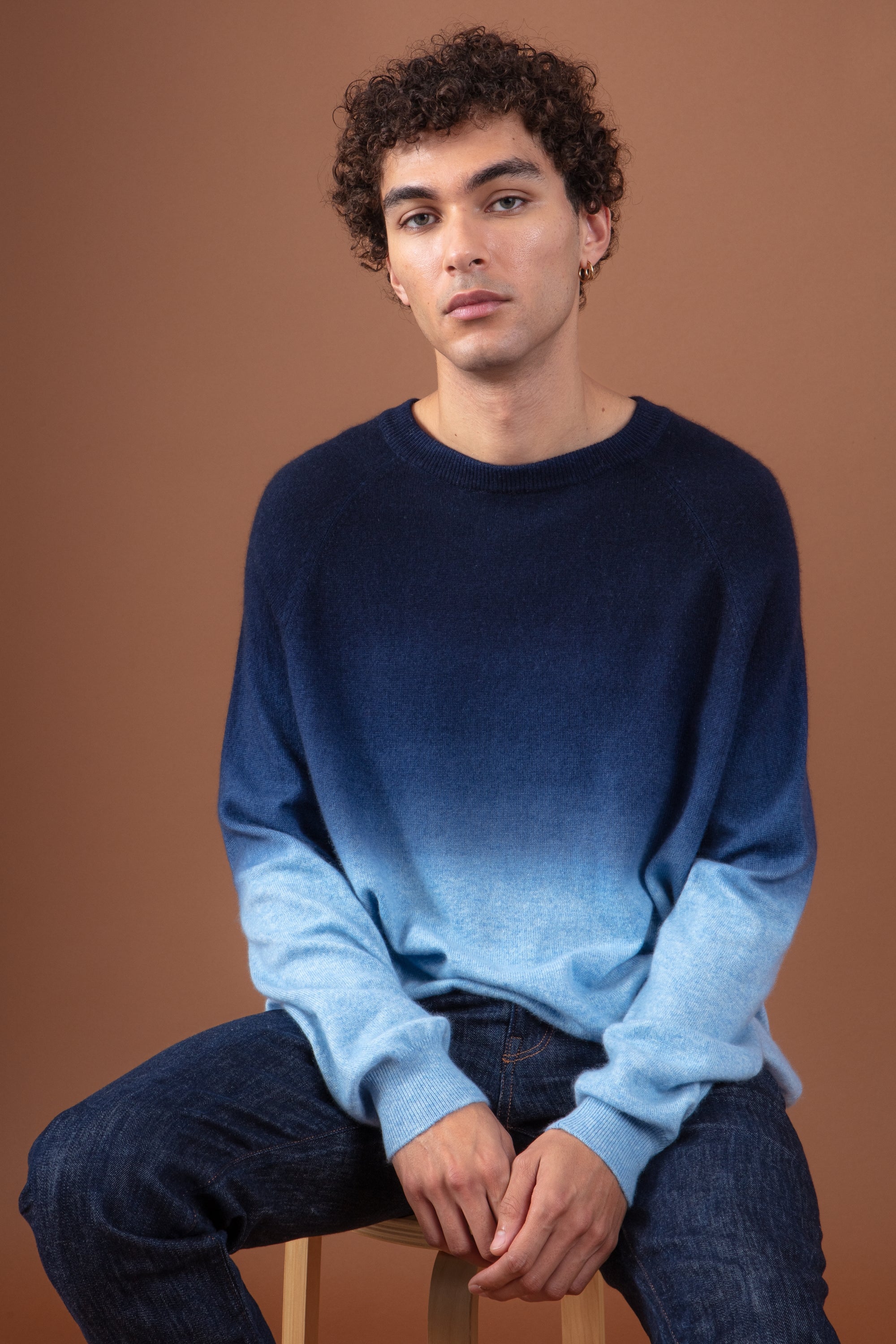 Ticino in cashmere for men - dark marine / heathered azure blue - Mahogany