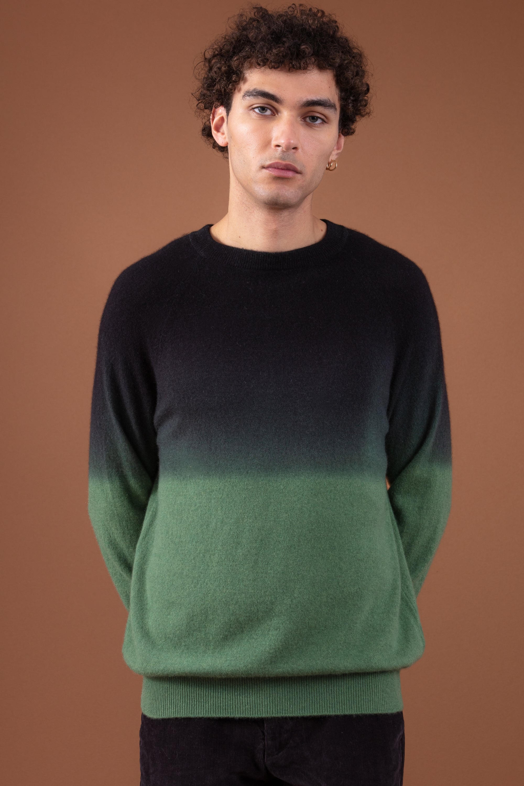Ticino in cashmere for men - black / foliage - Mahogany
