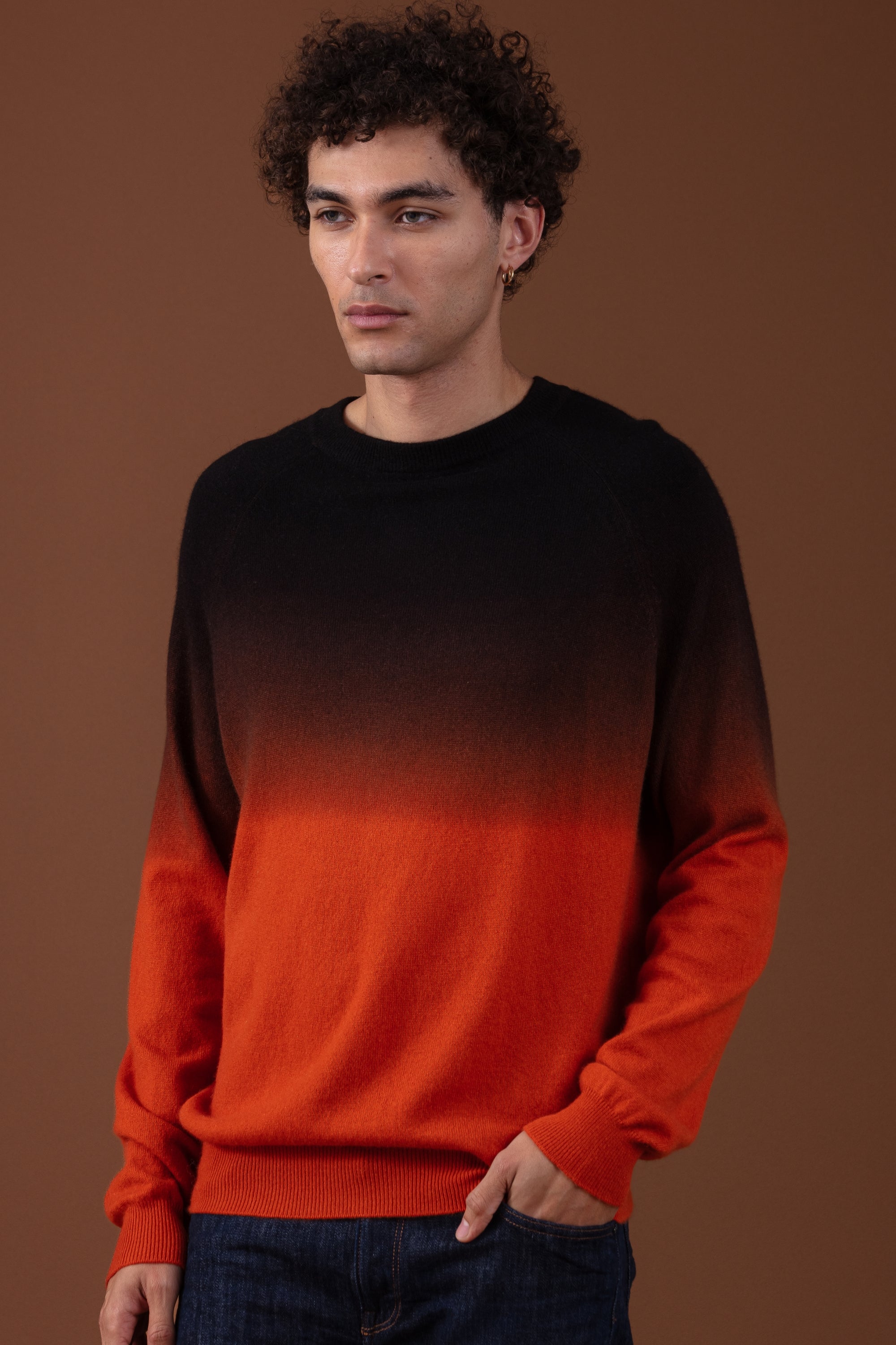 Ticino in cashmere for men - black / marmalade - Mahogany