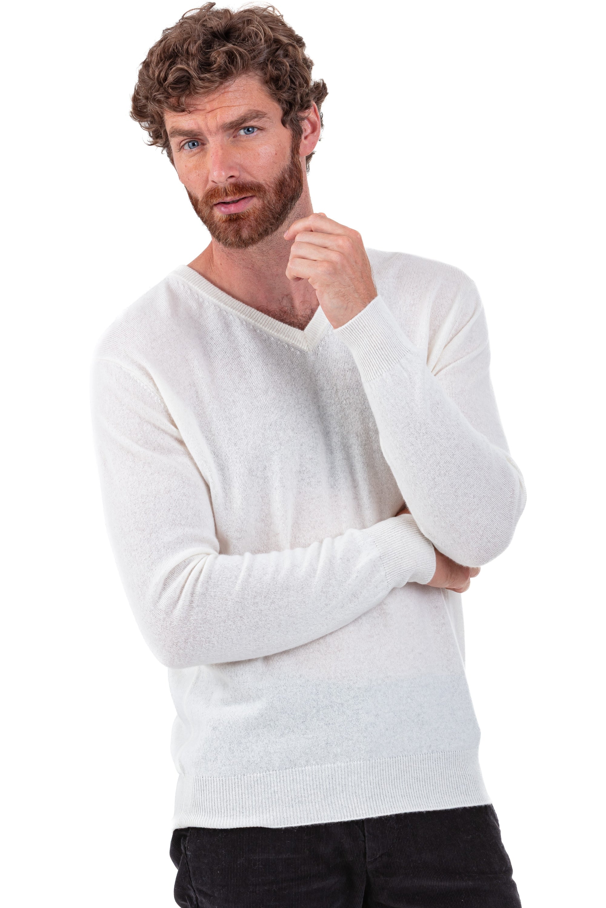 Tor men's cashmere jumper - natural écru - Mahogany
