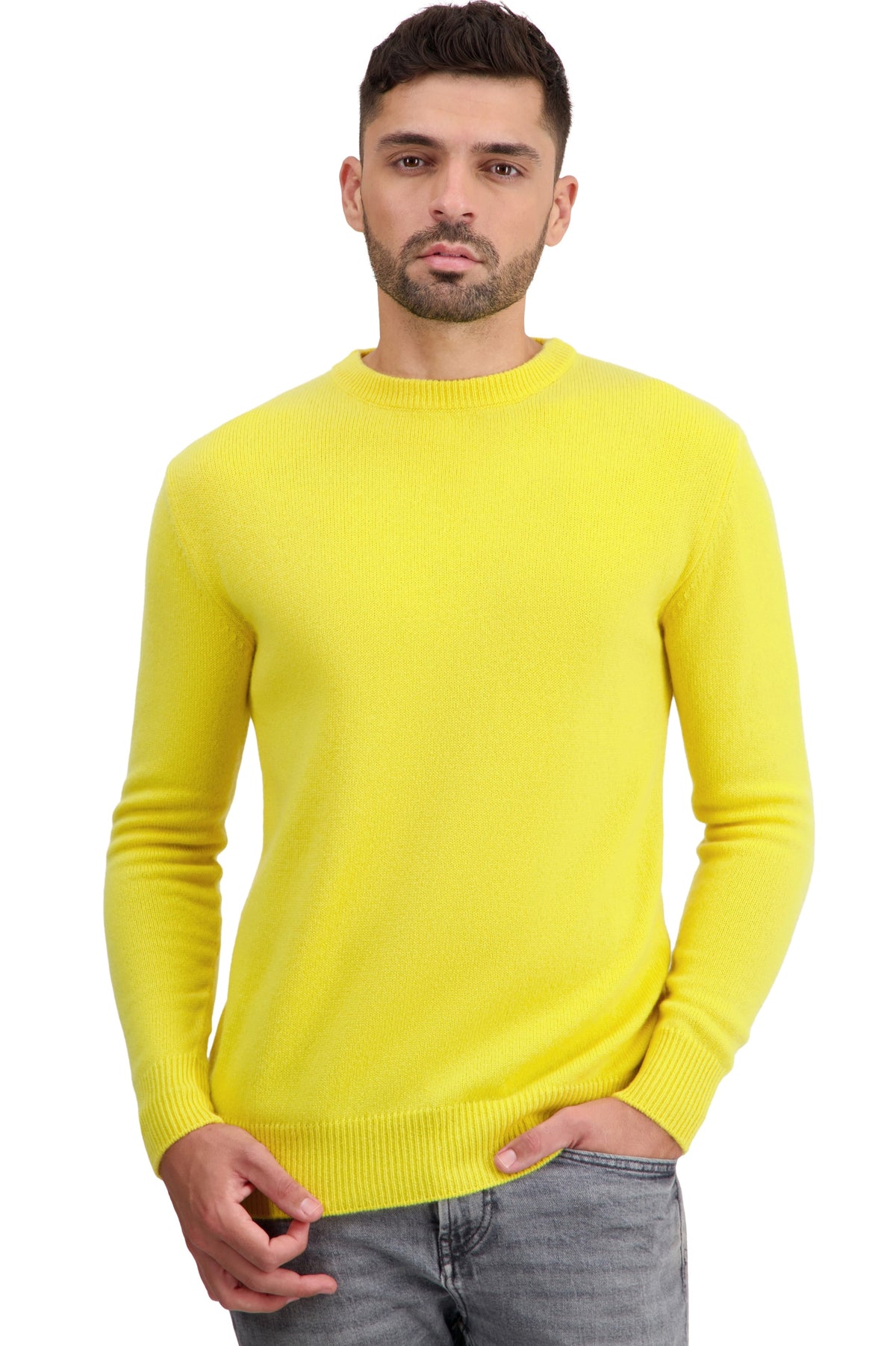 Touraine men's cashmere jumper - daffodil - Mahogany