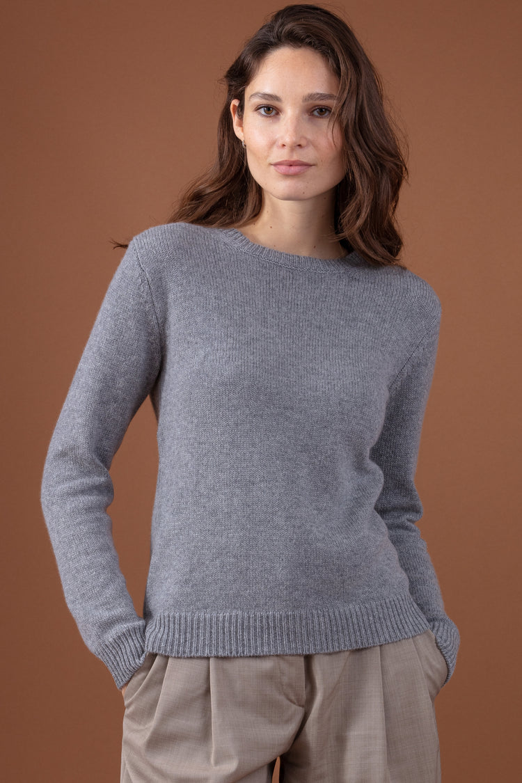 Cashmere jumper, 100% Cashmere, women, round neck, straight cut, long sleeves, chunky / 6 ply and above, standard knit, Mahogany