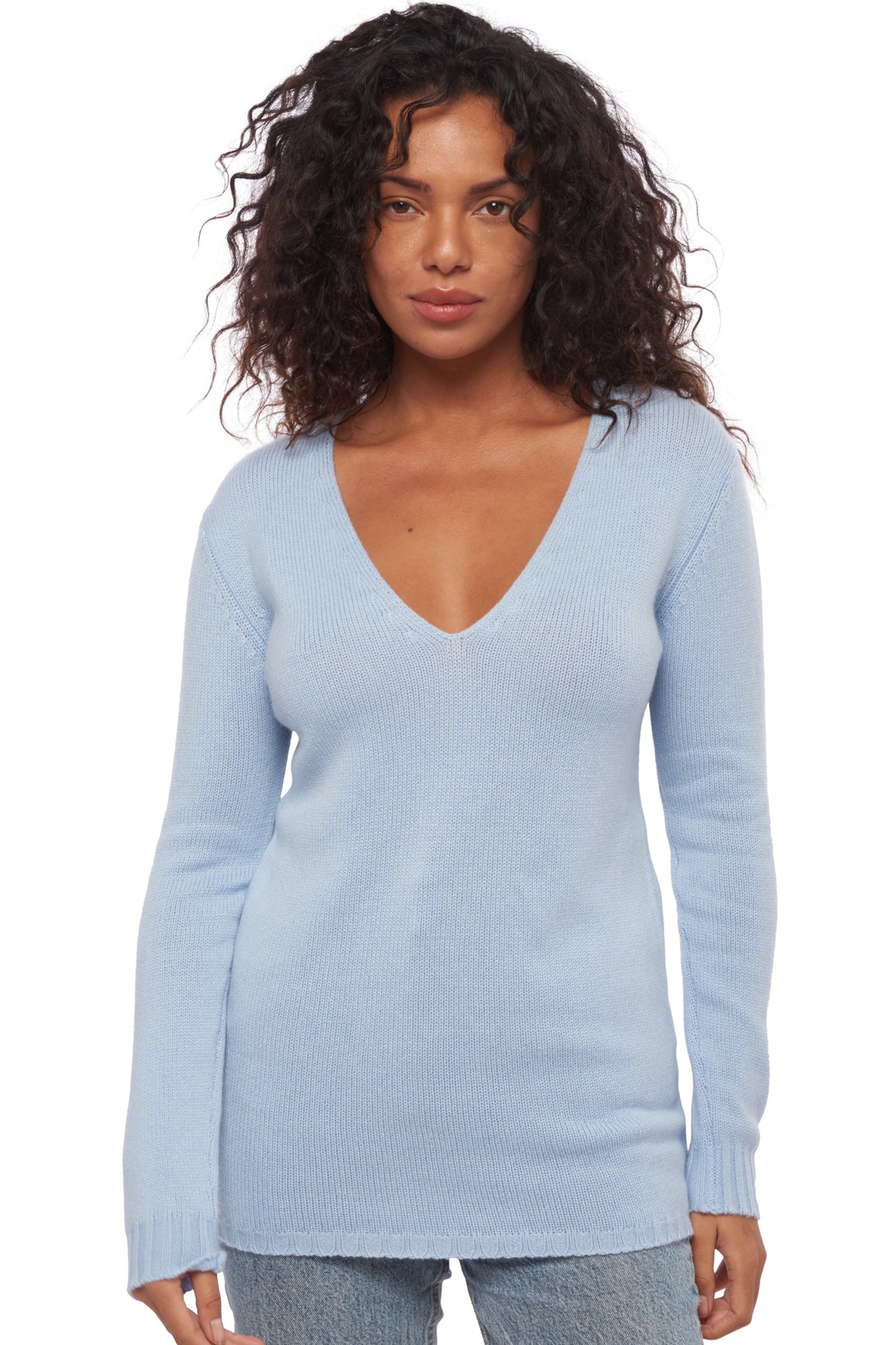 Vanessa in women's cashmere - View 1 - sky - Mahogany