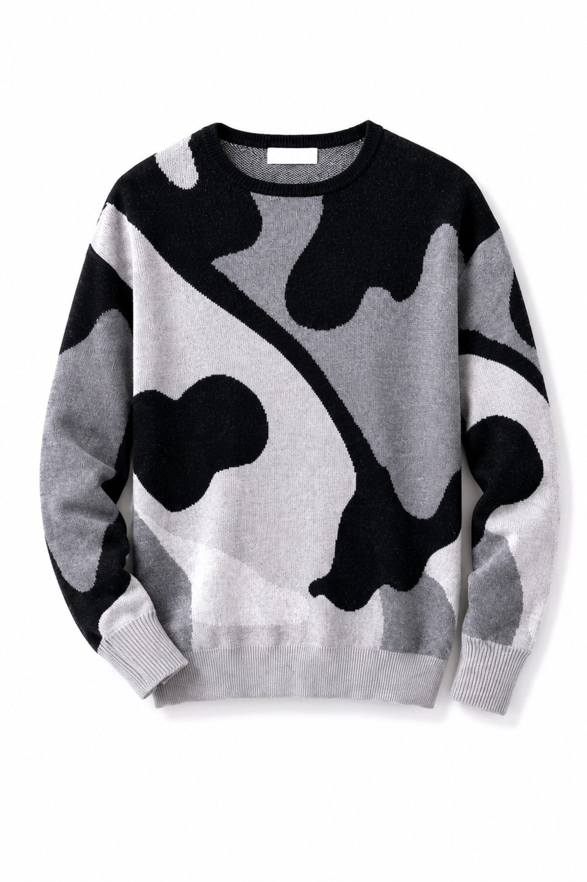Wilfried in cashmere and cotton for men - black / grey marl / foggy - Mahogany