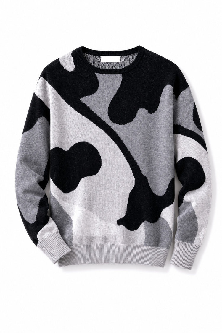 Wilfried in cashmere and cotton for men - black / grey marl / foggy - Mahogany