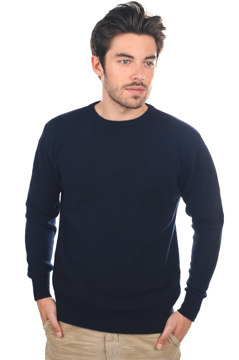 Yak sweater, 100% yak, men's, round neck, straight fit, long sleeves, regular / 2 and 4 ply, standard knit, Mahogany