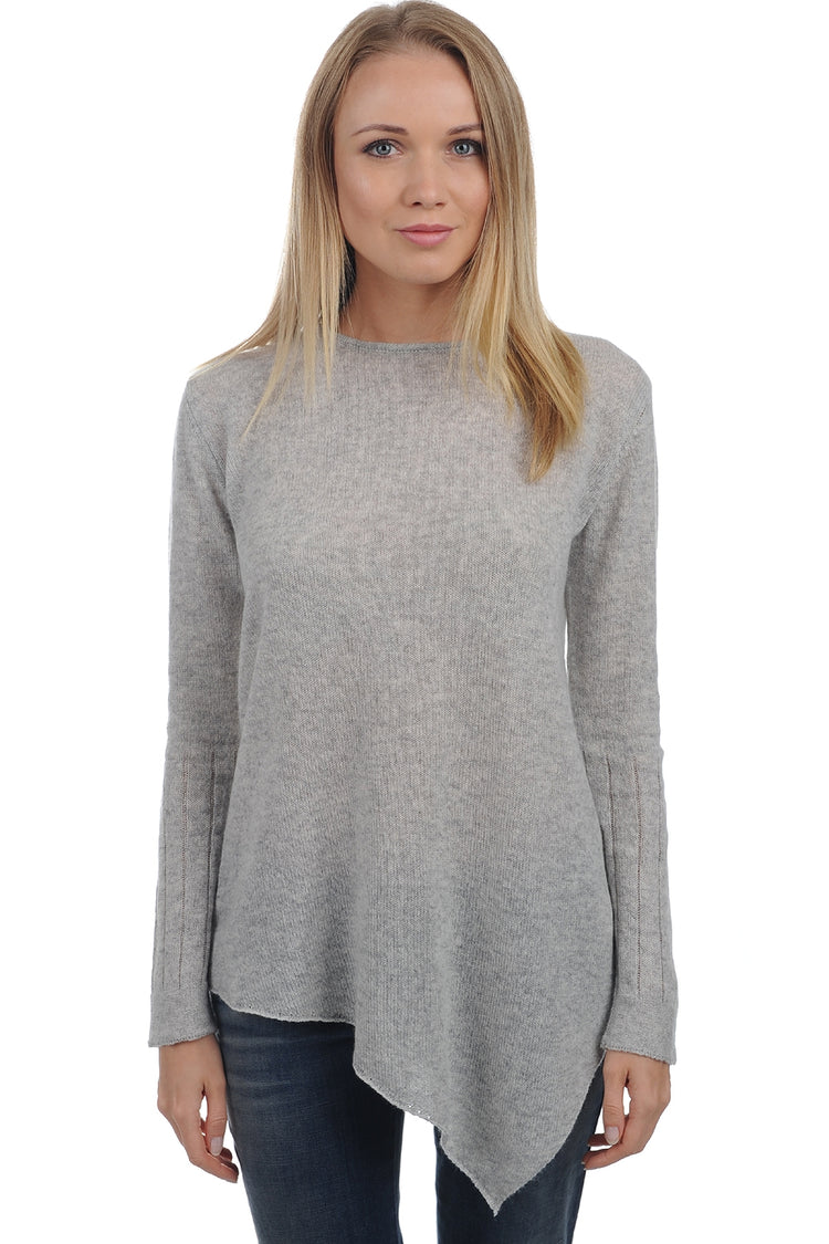 Cashmere jumper, 100% Cashmere, women, round neck, relaxed fit, long sleeves, regular / 2 and 4 ply, drop-stitch knit, Mahogany