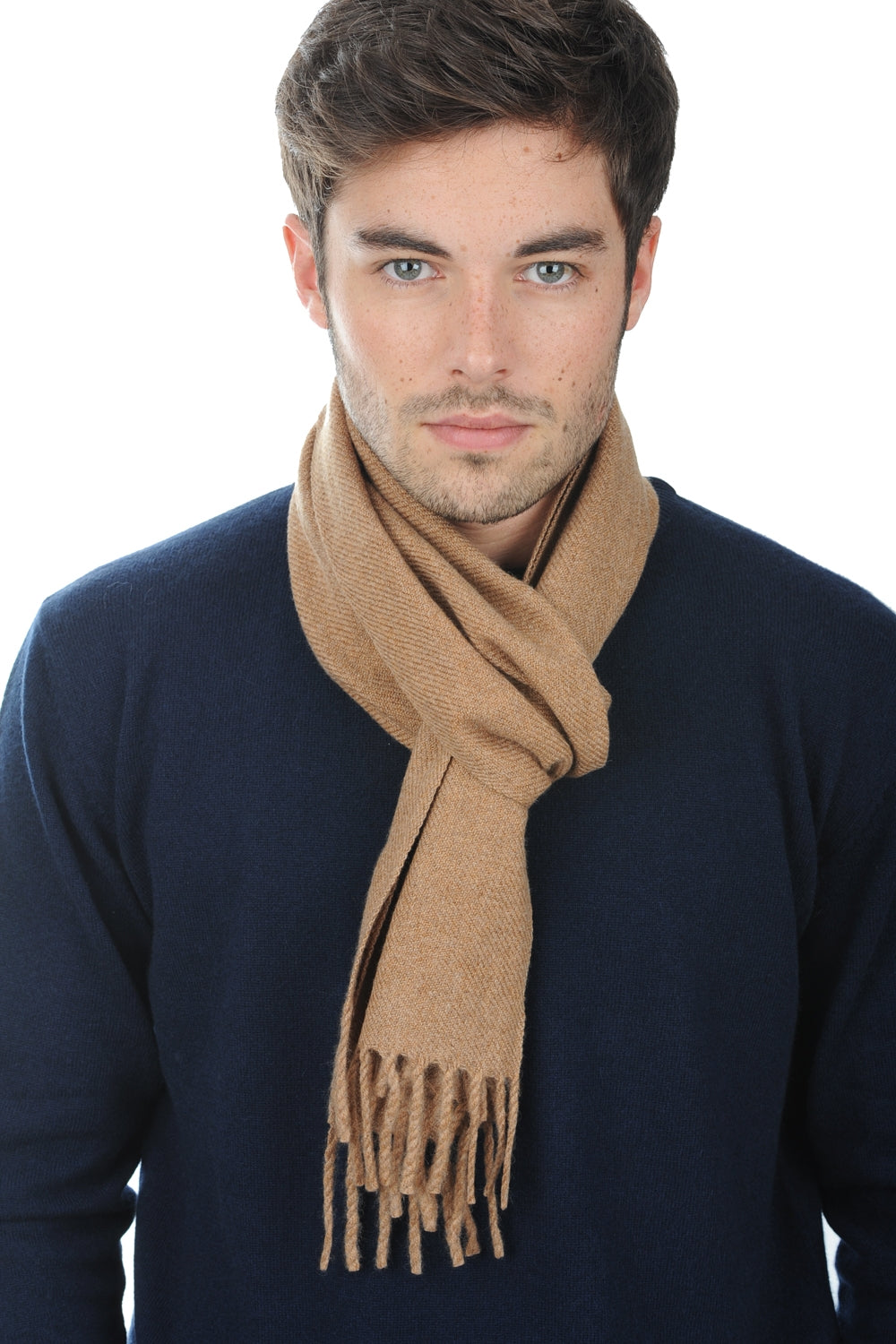 Zak170 in mixed cashmere - marl camel - Mahogany