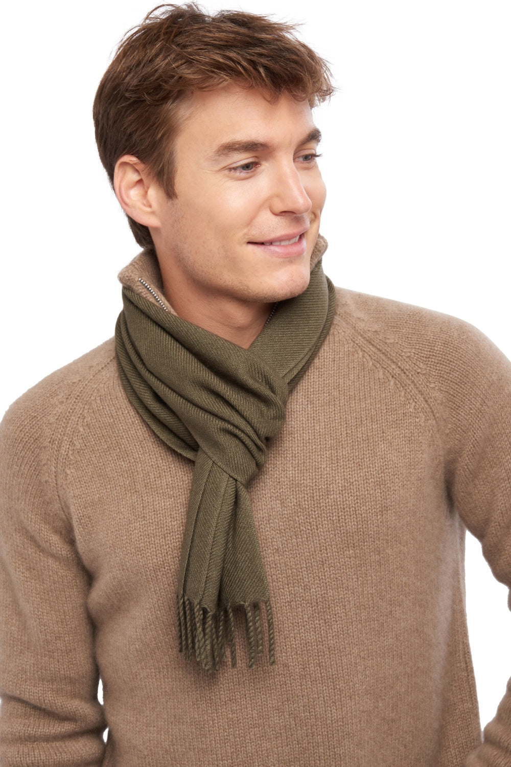 Zak170 in mixed cashmere - khaki - Mahogany