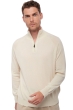 Cashmere men polo style sweaters natural vez natural ecru xs