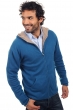 Cashmere men waistcoat sleeveless sweaters carson canard blue natural brown m
