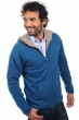 Cashmere men waistcoat sleeveless sweaters carson canard blue natural brown xl