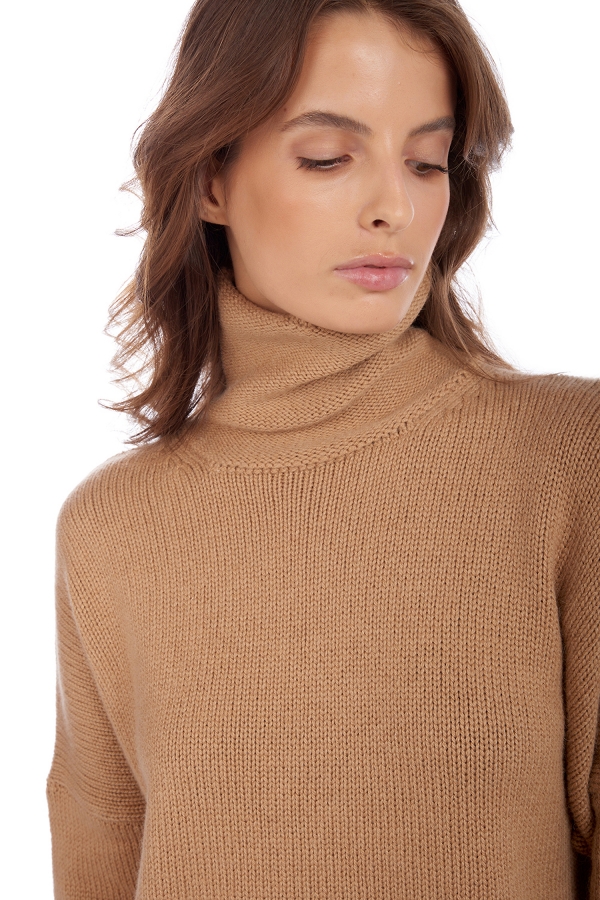 Camel ladies roll neck agra natural camel 3xl