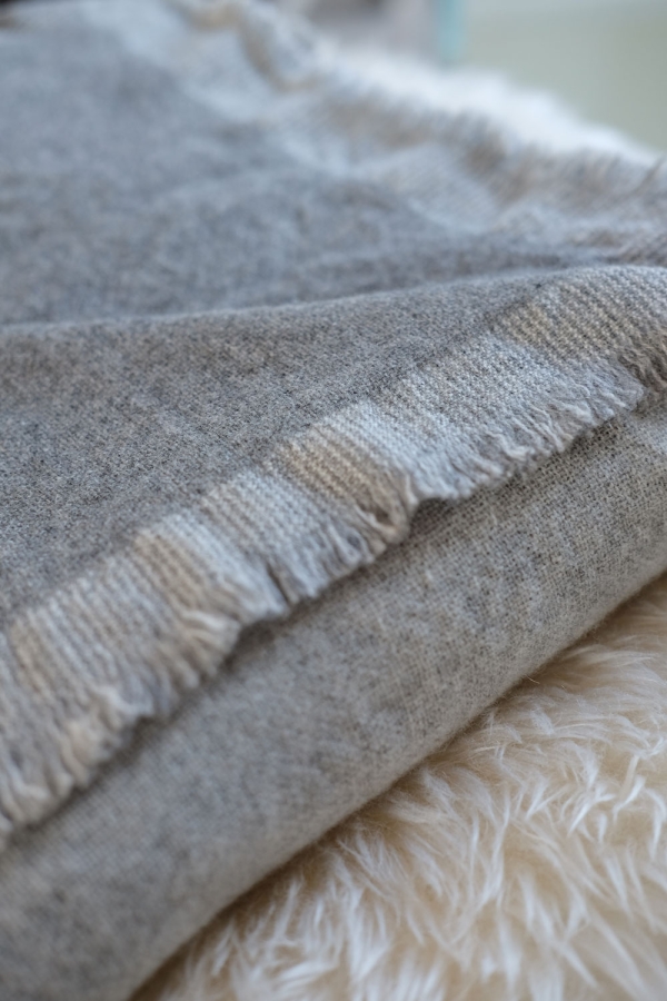 Cashmere accessories blanket fougere 125 x 175 grey marl flanelle chine 125 x 175
