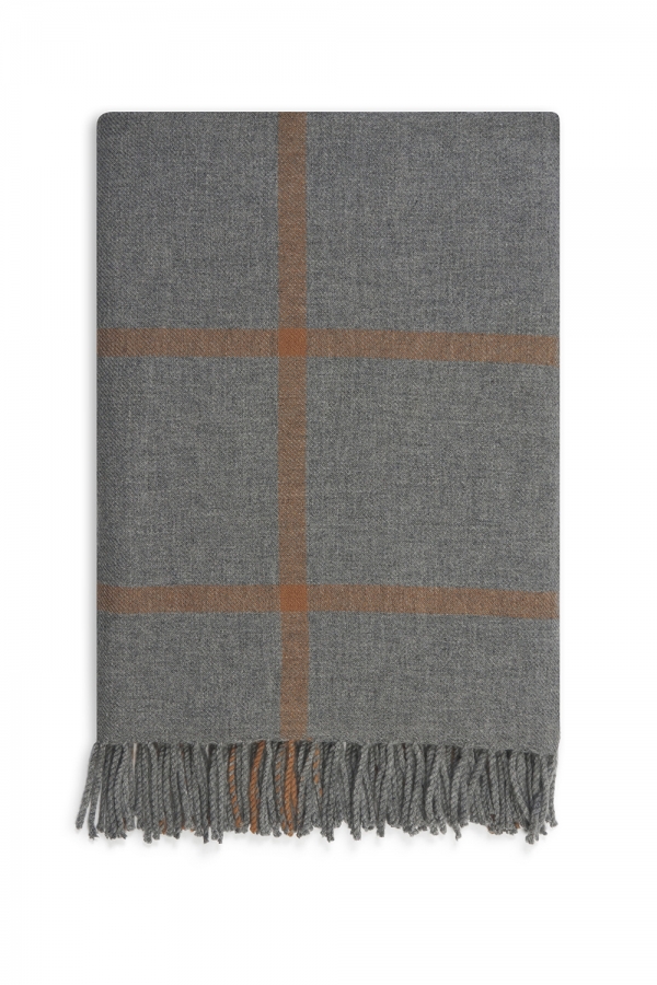 Cashmere accessories cocooning altay 150 x 190 grey marl camel 150 x 190 cm