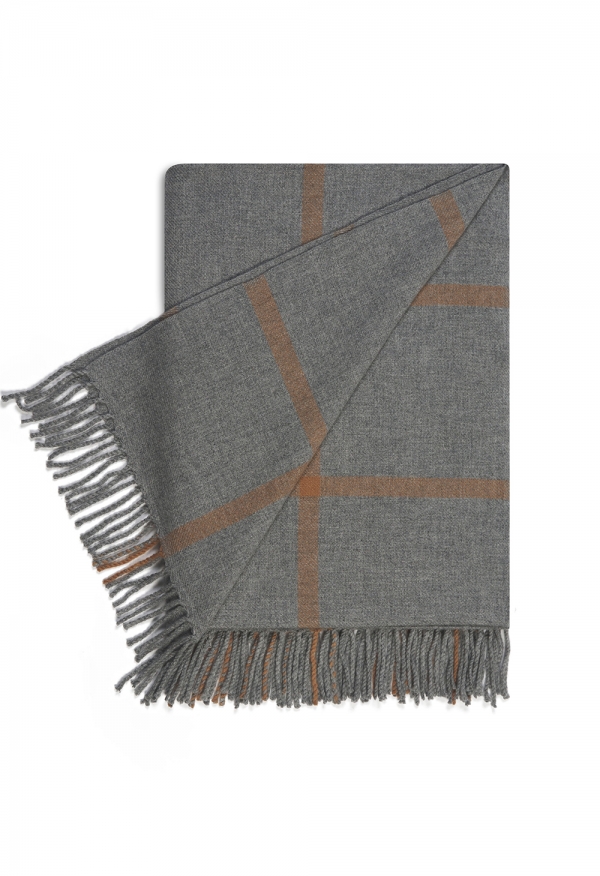 Cashmere accessories cocooning altay 150 x 190 grey marl camel 150 x 190 cm