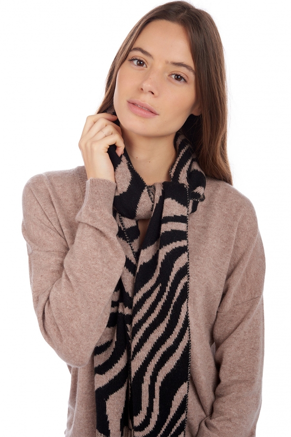 Cashmere accessories scarves  mufflers azuria black   toast 180 x 30 cm