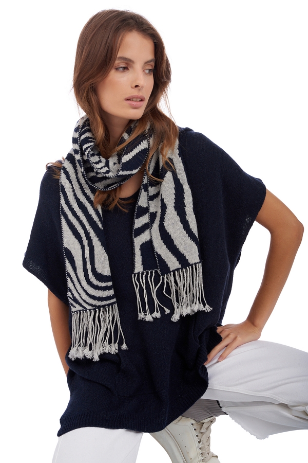 Cashmere accessories scarves  mufflers azuria dress blue   flanelle chine 180 x 30 cm