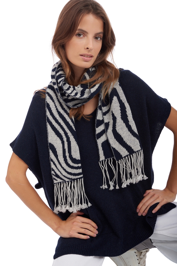Cashmere accessories scarves mufflers azuria dress blue flanelle chine 180 x 30 cm