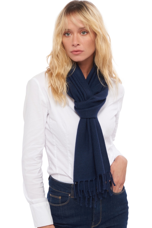 Cashmere accessories scarves mufflers kazu200 dark navy 200 x 35 cm