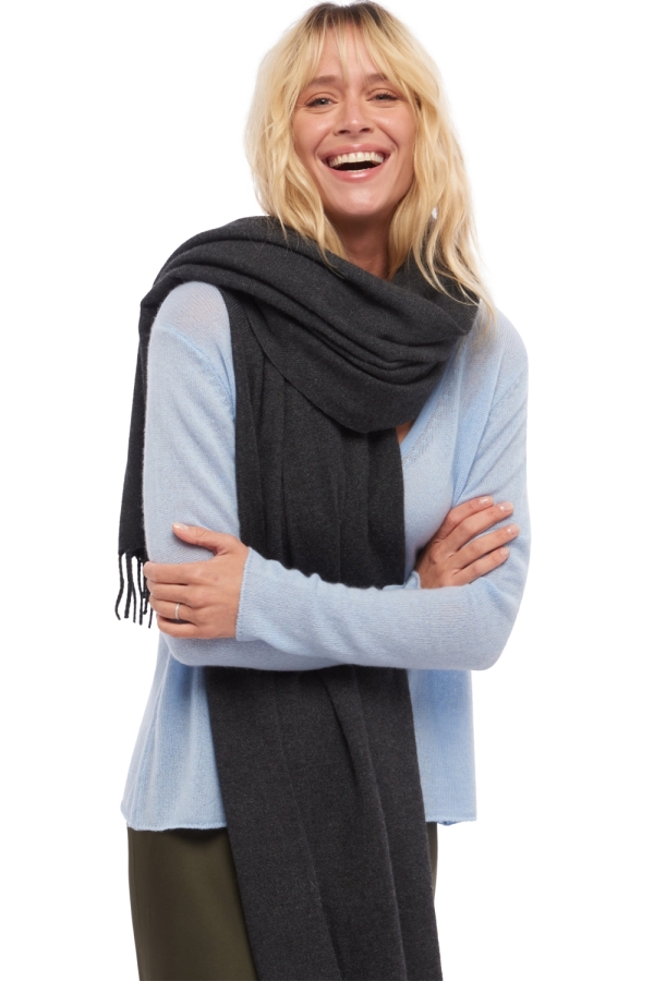 Cashmere accessories scarves mufflers niry charcoal marl 200x90cm