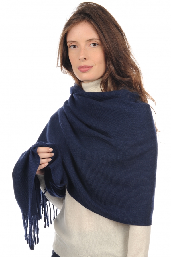 Cashmere accessories scarves mufflers niry dark navy 200x90cm