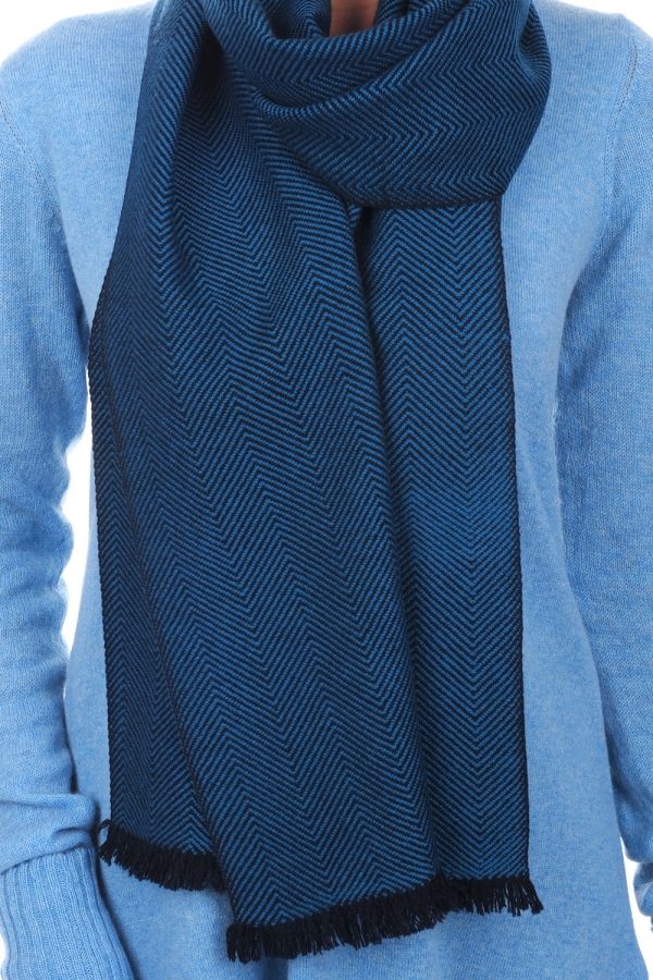 Cashmere accessories scarves mufflers orage blue 200 x 35 cm