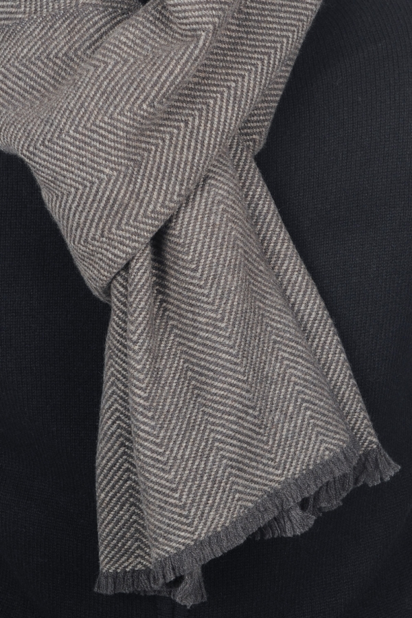 Cashmere accessories scarves mufflers orage matt charcoal dove chine 200 x 35 cm