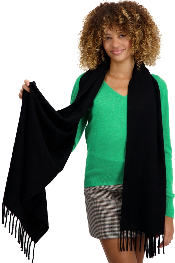 Cashmere accessories scarves mufflers tartempion black 210 x 45 cm
