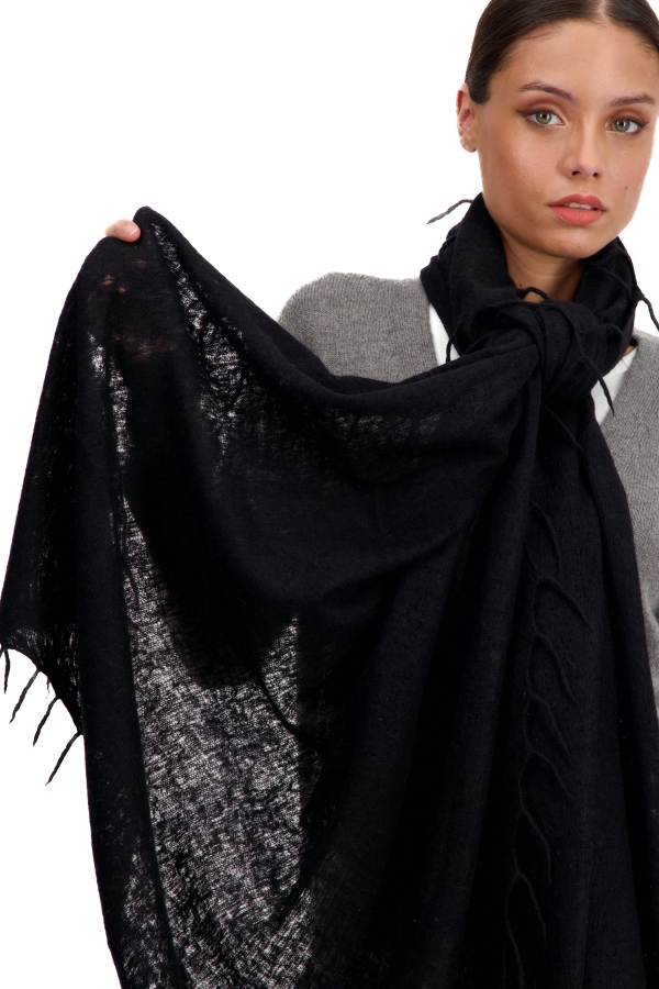 Cashmere accessories scarves mufflers tresor black 200 cm x 90 cm