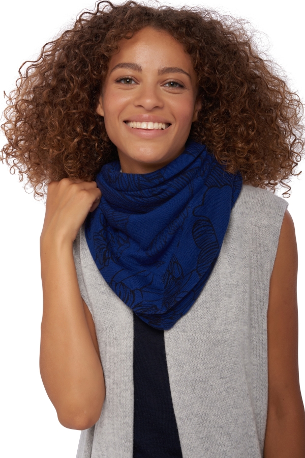 Cashmere accessories scarves mufflers ulm ultra marine black 70 x 76 cm