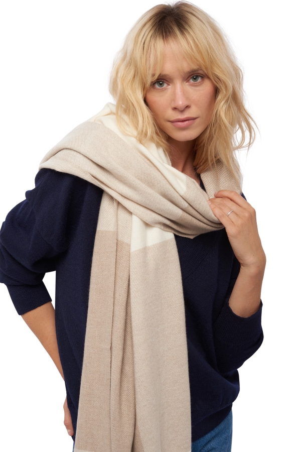 Cashmere accessories scarves mufflers verona natural ecru natural stone 225 x 75 cm