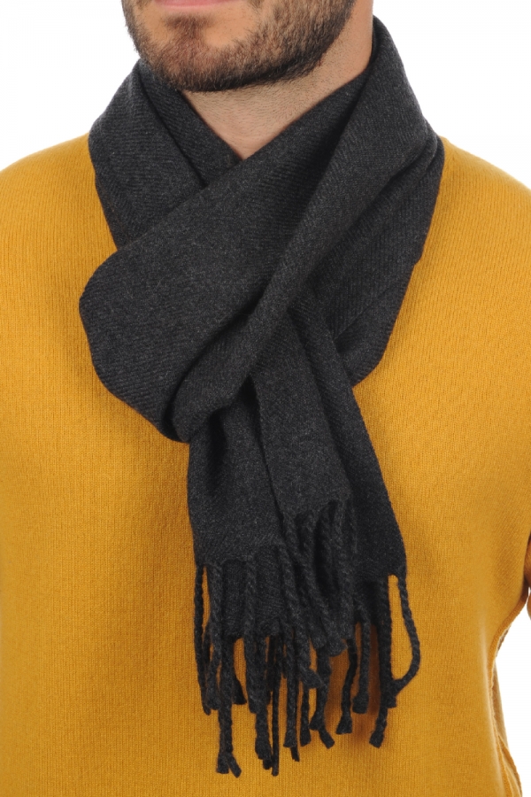 Cashmere accessories scarves mufflers zak170 charcoal marl 170 x 25 cm