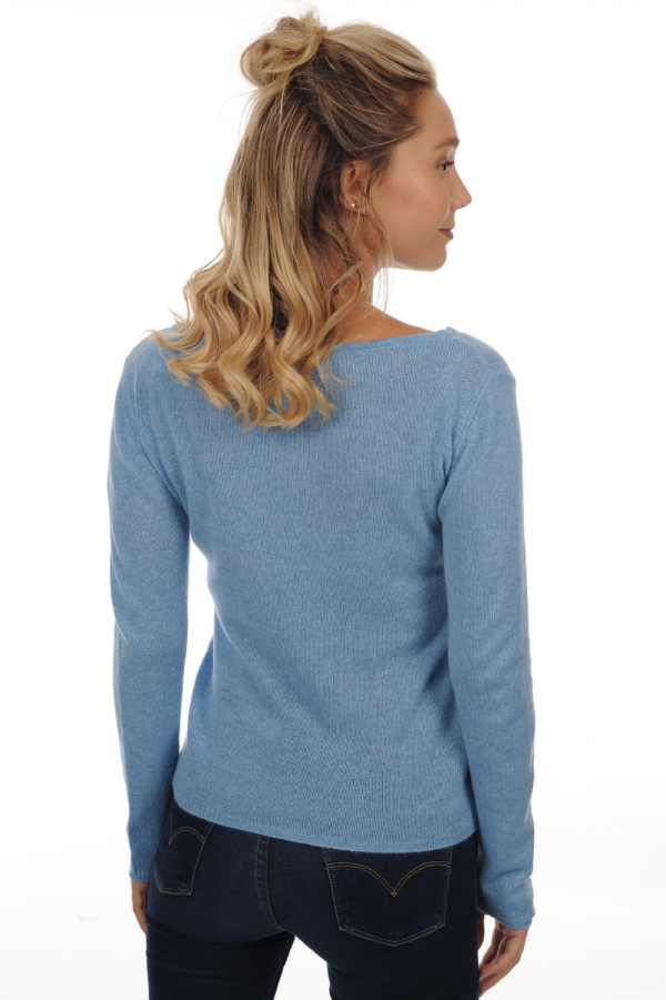 Cashmere ladies basic sweaters at low prices caleen azur blue chine 3xl