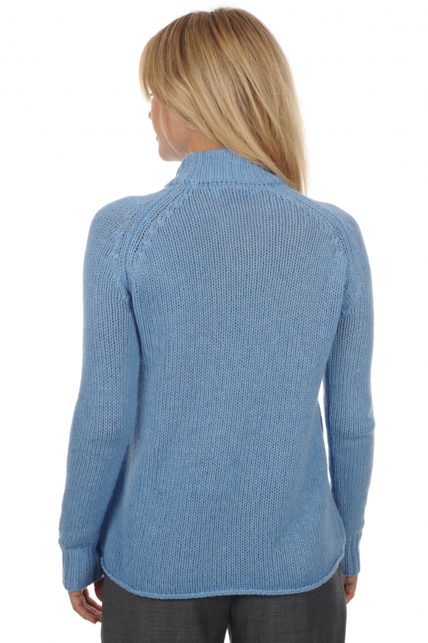 Cashmere ladies chunky sweater louisa azur blue chine s