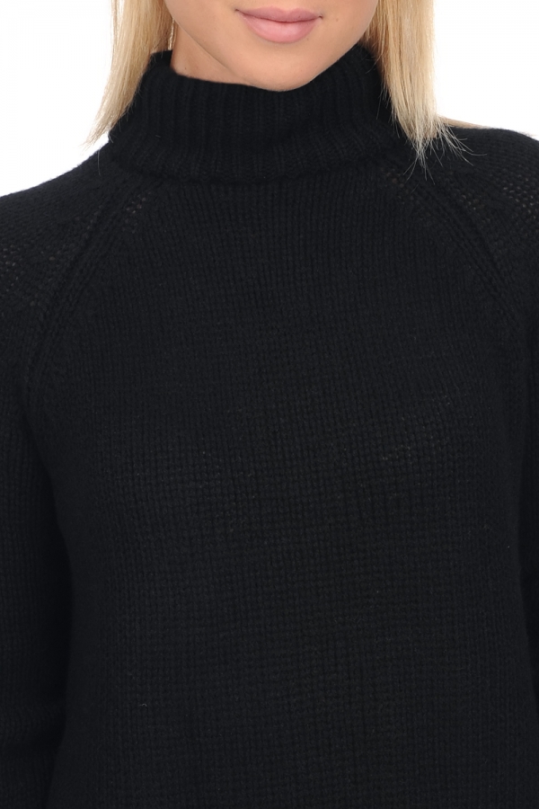 Cashmere ladies chunky sweater louisa black xs