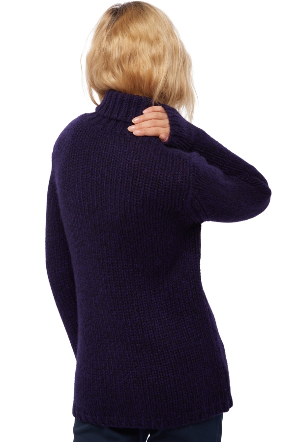 Cashmere ladies chunky sweater vicenza black deep purple s
