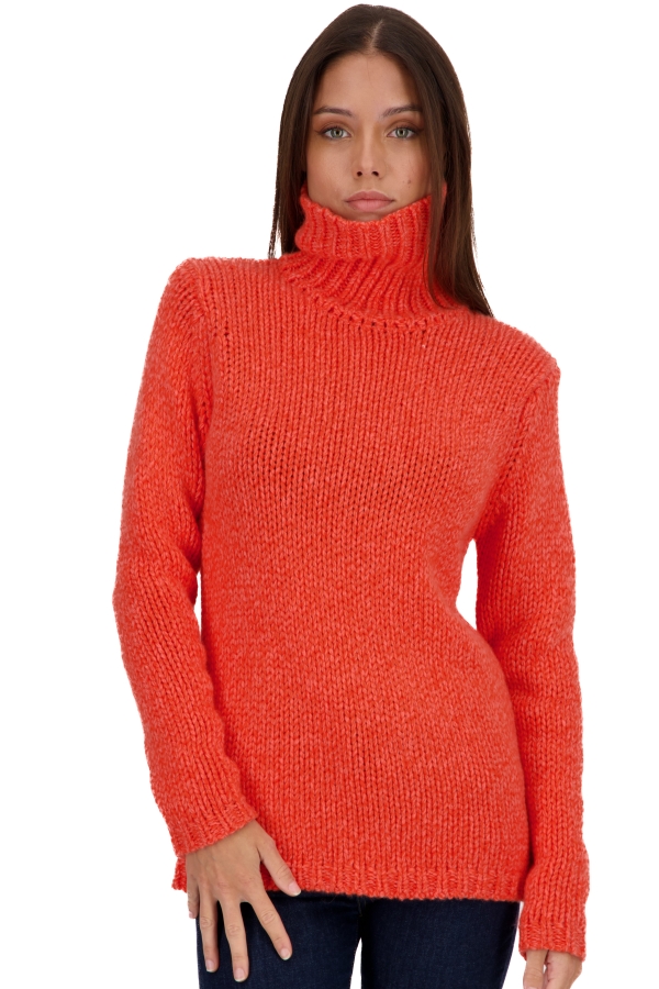 Cashmere ladies chunky sweater vicenza peach bloody orange s
