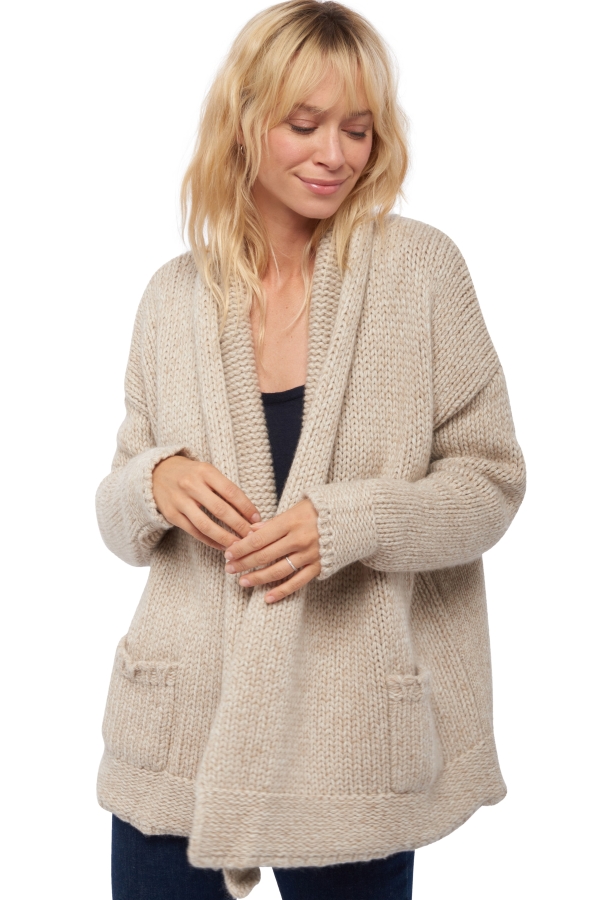Cashmere ladies chunky sweater vienne natural ecru natural stone s